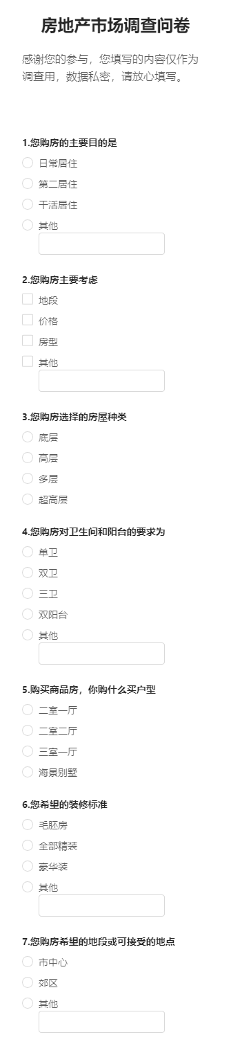 房地产市场调查问卷