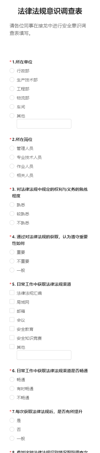 法律法规意识调查表