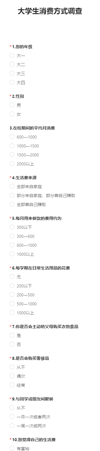 大学生消费方式调查