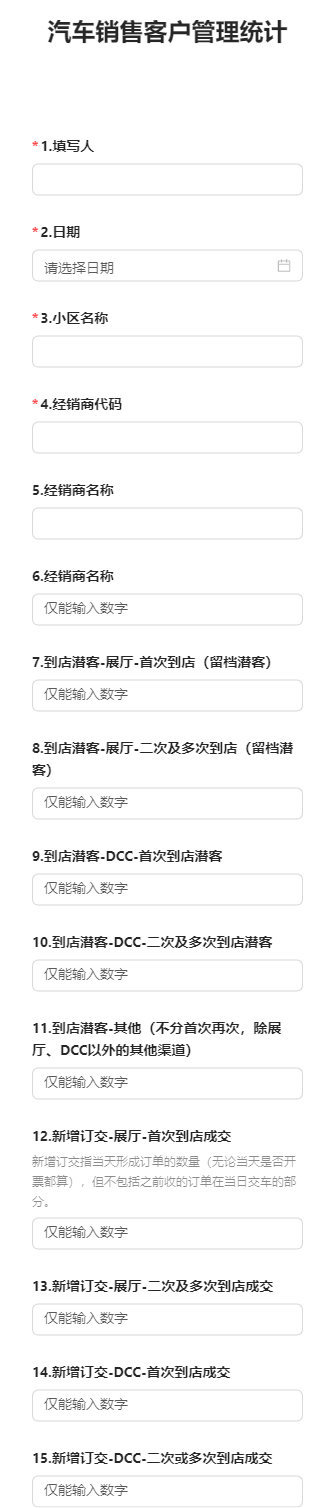 汽车销售客户管理统计