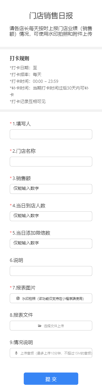门店销售日报