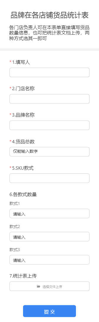 品牌在各店铺货品统计表